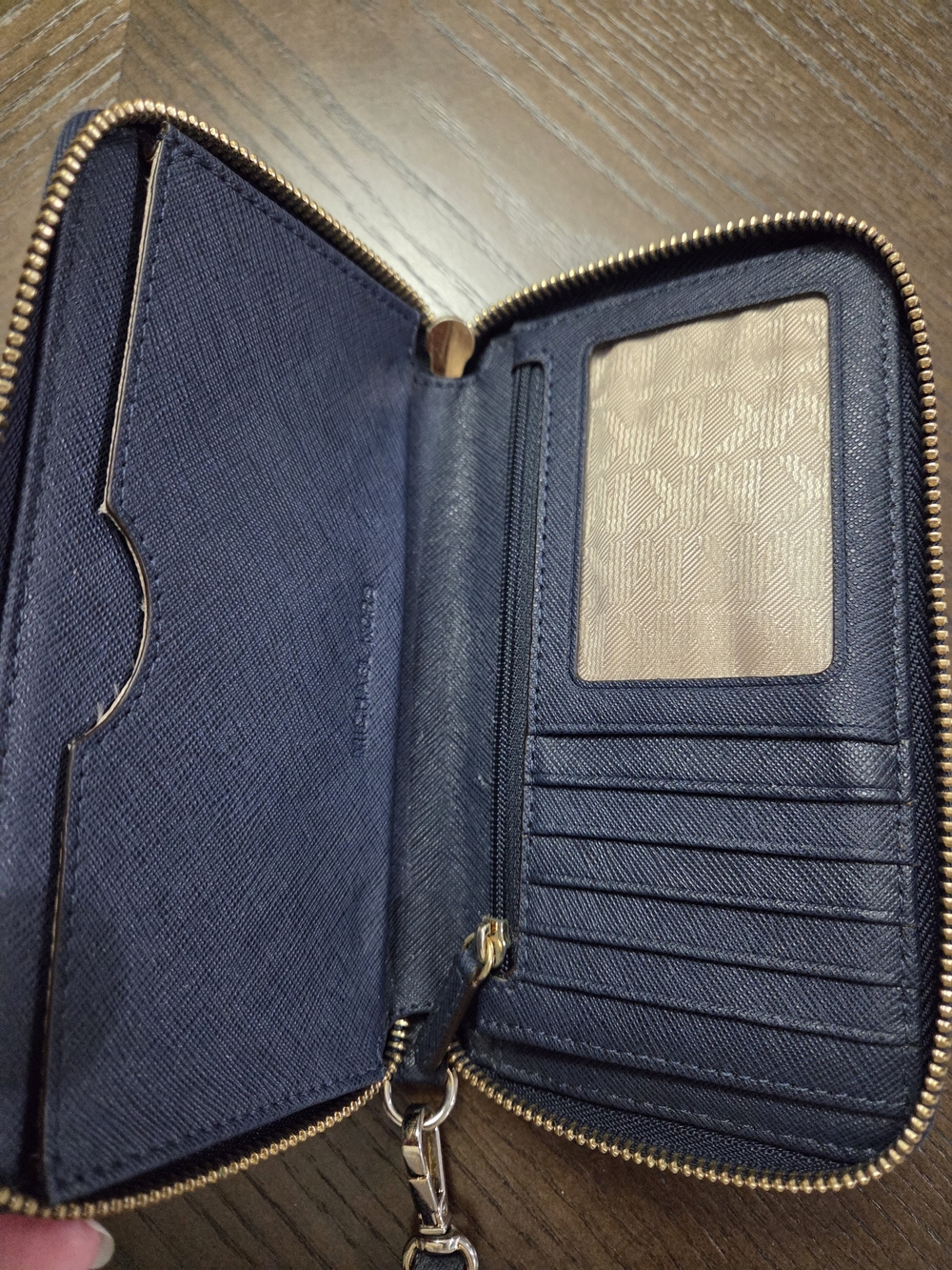 Michael Kors Navy Zip Wristlet Wallet Gold Hardware - Picture 7 of 9